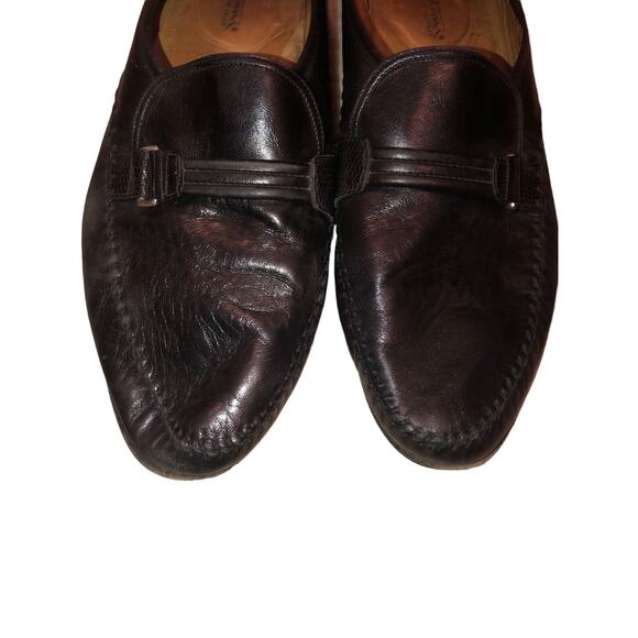 Santoni Bit Loafer Black Calf Leather Size 13 D Made In Italy Slip On Moc Stitch - Picture 3 of 12